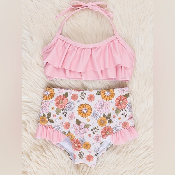 Marie Nicole Other - NEW! Pink Ruffle Two-Piece Floral Girls Swimsuit